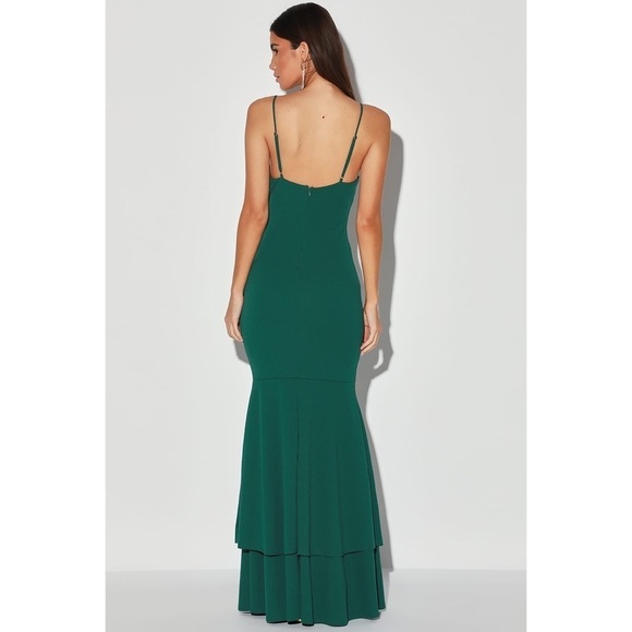Lulus Tier and There Hunter Green Tiered Trumpet Hem Maxi Dress Size Large (L) - Picture 2 of 10